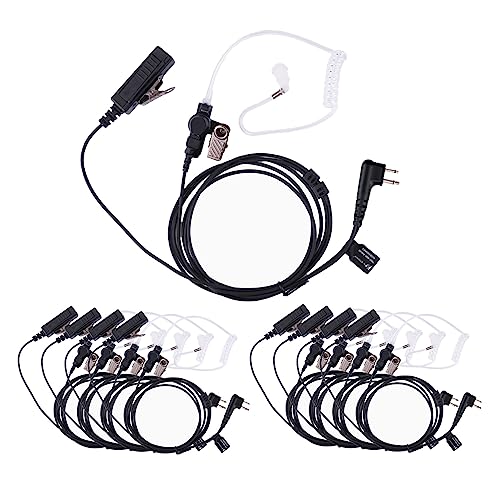 K-Storm Walkie Talkie Surveillance Headset Compatible with Motorola Radio | Acoustic Tube Earpiece with Mic for CP200 CLS1110 DLR1020 XU1100 RDM2070D RDV2080D - color: 10 pack