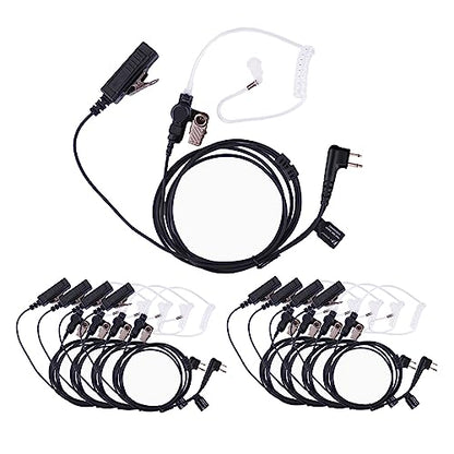 K-Storm Walkie Talkie Surveillance Headset Compatible with Motorola Radio | Acoustic Tube Earpiece with Mic for CP200 CLS1110 DLR1020 XU1100 RDM2070D RDV2080D - color: 10 pack
