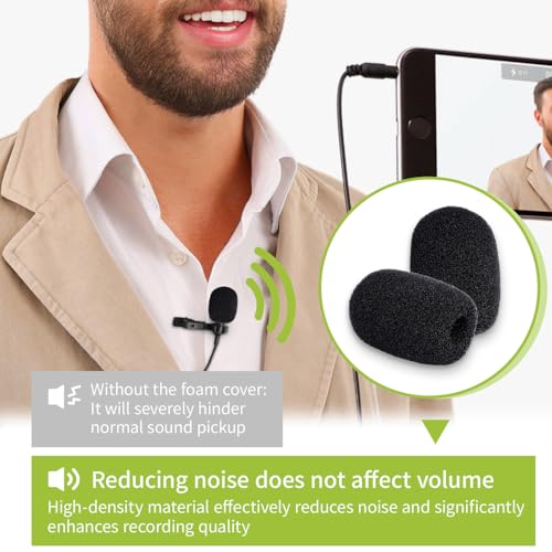 10PCS Lapel Microphone Cover Black Mic Headset Covers Foam Lavalier Microphone Windscreen for Headset Microphone Noise Reduction