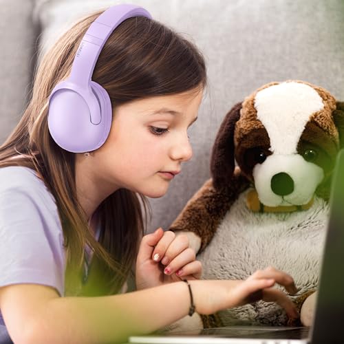 LORELEI B-E5 Kids Bluetooth Headphones, Wireless Headphones for Kids, Foldable 40H Playtime, Built-in mic, On Ear Headsets for Child/Teens/School/Tablet(Space Purple) - color: Purple