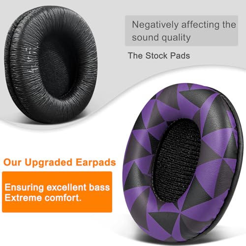 SOULWIT Replacement Earpads for Sony MDR-7506 MDR-V6 MDR-V7 MDR-CD900ST Monitor Headphones, Ear Pads Cushions with Softer Protein Leather, High-Density Foam - Purple Black - color: Purple Black