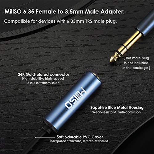 1/4 to 3.5mm Headphone Adapter 6.6FT TRS 6.35mm Female to 3.5mm Male | 1/8 to 1/4 Stereo Audio Jack Adapter for Guitar Amplifier, Piano, Home Theater, Phone, Laptop, Speaker, Headphone - color: Blue, size: 6.6 FT