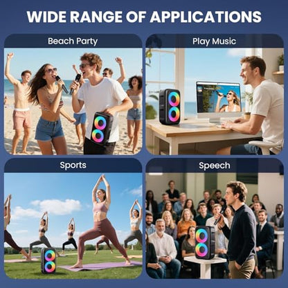 Bluetooth Speaker with 3 Wireless Microphones, Portable Party Speaker for Adults & Kids with Lights, Speakers Bluetooth Wireless, Floorstanding Speakers Support TWS/AUX/USB/TF Card for Home Party Gift - size: 3 Mics
