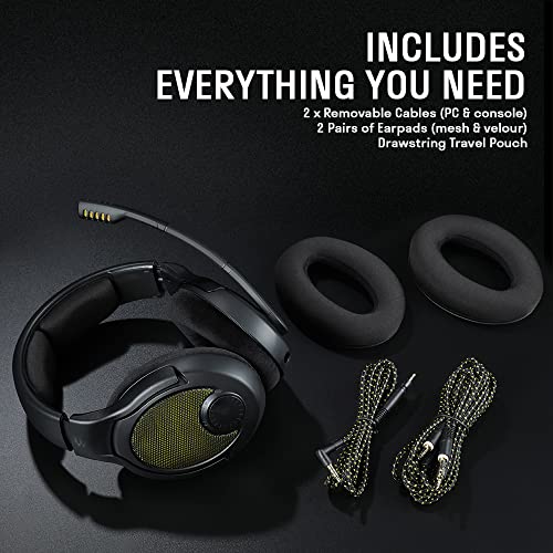 DROP + EPOS PC38X Gaming Headset Noise-Cancelling Microphone with Over-Ear Open-Back Design, Velour Earpads, Compatible with PC, PS4, PS5, Switch, Xbox, Mac, Mobile, and More (Yellow) - color: Black, style: EPOS PC38X