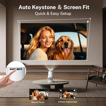 [2026 Upgraded] Mini Projector 4K Supported, Built-in App, Android TV OS X1 - color: White