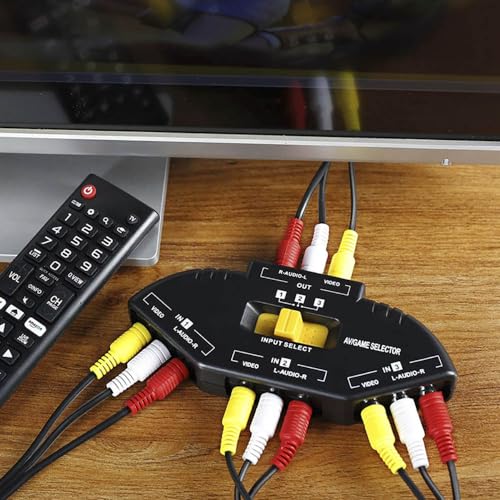LEAGY 4 Way 4 in 1 Out Audio Video AV RCA Switch Game Selector Box Splitter