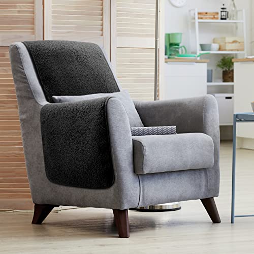 Frienda 2 Pieces Recliner Headrest Covers Sofa Headrest Protector for Recliner Chair Couch Furniture Non Slip for Living Room(Black) - color: Black