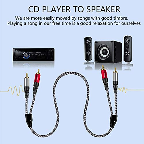 RCA Cable 15 ft, 2RCA Male to 2RCA Male Audio Stereo Subwoofer Cable Nylon-Braided Auxiliary Audio Cord for Home Theater, HDTV, Amplifiers, Hi-Fi Systems,Speakers (15FT/5M) - size: 15 ft