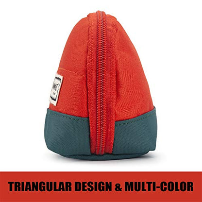 Sooez Wide-Opening Pencil Pen Case, Lightweight & Spacious Pencil Pouch Zipper Stationery Bag, Aesthetic Supply with Triangular Design for Adults, Orange - color: Orange
