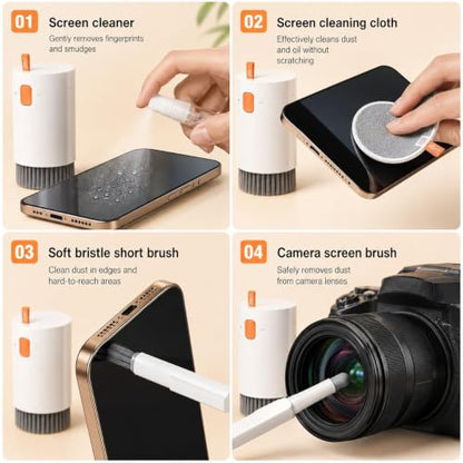 Keyboard Cleaning Kit, 20 in 1 Electronics Cleaning Kit with Retractable Brush and 2.5ml Mist Spray, Multi-Tool for iPhone, AirPods, MacBook, iPad, Headphones, Camera Lens, Computer, Monitor and TV