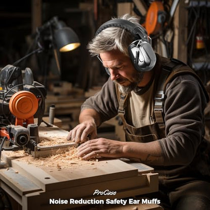 ProCase NRR 28dB Noise Reduction Ear Muffs, Foldable Adjustable Noise Cancelling Headphones - color: 1 - Metalic Black