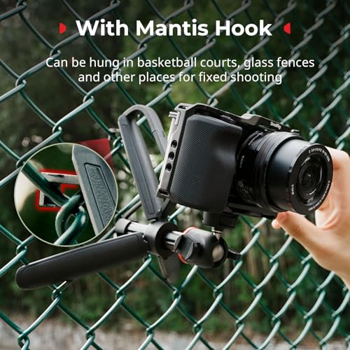 SMALLRIG Small Camera Tripod Selfie Stick, Extendable 8"-15" Mini Handheld Carabiner Tripod with Mantis Hook, 360° Ball Head, Cold Shoe Mount, 1/4"-20 Screw for DSLR, Adapter for DJI, for GoPro - 5285 - style: for camera