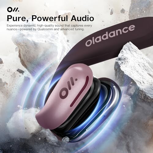 Oladance OWS Sports True Wireless Open-Ear Headphones, IPX8, 15H Playtime | Multi-Point Connectivity, Bluetooth 5.3, Durable Neckband, Virtual Bass 2.0, Liquid Silicone, Amplifier Chip - color: Pink