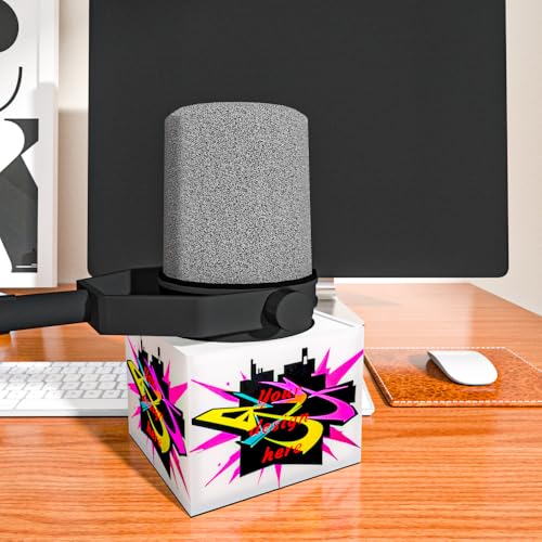 Customizable Microphone Flag for MV7 Personalization Microphone Logo Box MV7+ MV7X XLR mic flag (Black) - color: Black