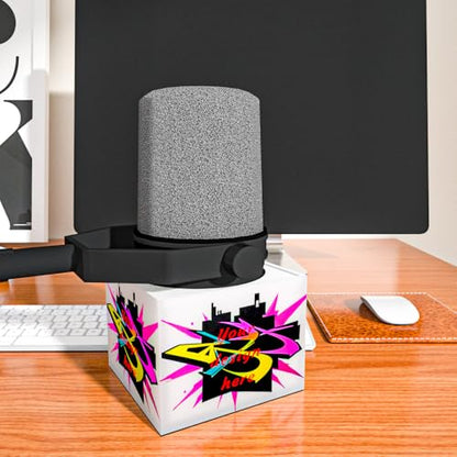 Customizable Microphone Flag for MV7 Personalization Microphone Logo Box MV7+ MV7X XLR mic flag (Black) - color: Black