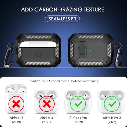 RFUNGUANGO for AirPods Pro 2 Case Carbon Fiber Series, Black - color: A-CF-Black, size: AirPods Pro 2 Case