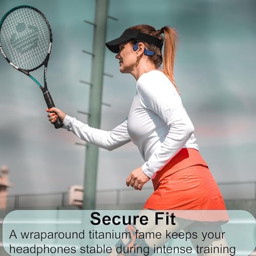 Bone Conduction Headphones Wireless Bluetooth Open Ear Headphones with Mic Long Battery Life Waterproof Earphones for Running, Cycling, Hiking, Workout, Gym - color: Blue