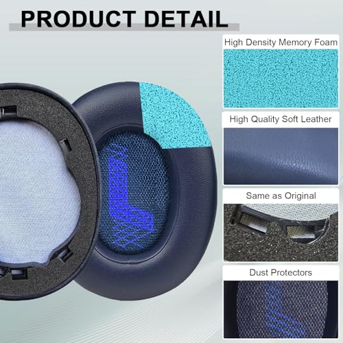 Replacement Ear Pads for JBL E65 (E65BT E65BTNC)/Live 650 (650NC 650BTNC)/Live 660 (660NC 660BTNC)/Duet NC Over-Ear Headphones, Headset Ear Cushions, Headset Earpads, Ear Cups Cover-Blue - color: Blue