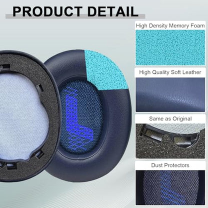 Replacement Ear Pads for JBL E65 (E65BT E65BTNC)/Live 650 (650NC 650BTNC)/Live 660 (660NC 660BTNC)/Duet NC Over-Ear Headphones, Headset Ear Cushions, Headset Earpads, Ear Cups Cover-Blue - color: Blue