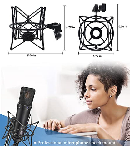 Microphone Shock Mount Anti-Vibration Mic Holder Spider Recording Mic Shockmount Stand Compatible with Neumann U87 Ai, U89 i and TLM 67 (Black)
