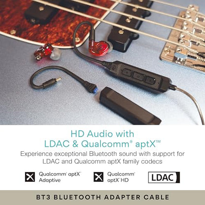 MEE audio M6 PRO Musicians' in-Ear Monitors Wired + Wireless Combo Pack: Includes IEMs, 2 Audio Cables and BT3 Hi-Res Bluetooth Audio Adapter w/aptX, LDAC, Auracast Support, & Built-in Headset (Red) - color: Red, style: IEMs + Bluetooth Adapter