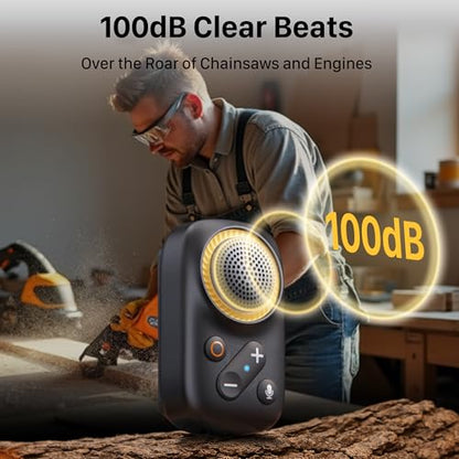 AA AUDIO ACCESSORY Wearable Bluetooth Speaker Clip On-Upgraded 800mAh Battery for 20 Hours Playtime, Waterproof Small Wearable Wireless Speaker with 120dB Loud Mic for Golf, Hiking, Jobsite - Black