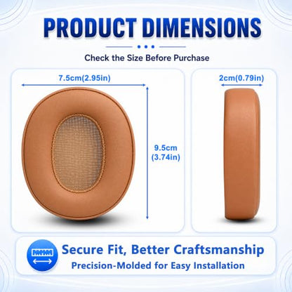 Replacement Ear Pads for Skullcandy Crusher Wireless ANC/Evo/540, Hesh3/ANC/Evo, Venue ANC Over-Ear Headphones, Protein Leather Cushions with Memory Foam, Khaki - color: Khaki