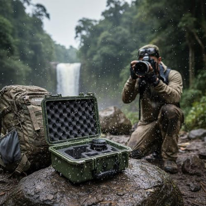 MEIJIA All Weather IP67 Waterproof Hard Camera Case,Hard Protective Case,Hard Case with Customizable Foam,Fit Use of Drones,Camera,Equipments,Pistols(Green,13.35 x11.63x5.98inches) - color: Green, size: 13.35 x11.63x5.98inches