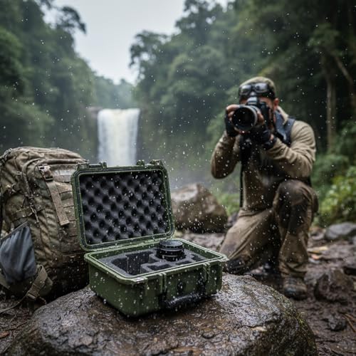 MEIJIA All Weather IP67 Waterproof Hard Camera Case,Hard Protective Case,Hard Case with Customizable Foam,Fit Use of Drones,Camera,Equipments,Pistols(Green,13.35 x11.63x5.98inches) - color: Green, size: 13.35 x11.63x5.98inches