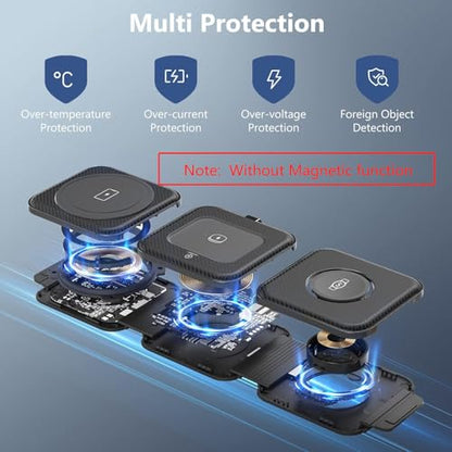 Travel Charger for Samsung Multi Devices, Foldable 3 in 1 Wireless Charging Station Fast Charging Stand/Pad Compatible for Samsung Galaxy S26/S25/S24/S23/Note20 GalaxyWatch8/7/6 Galaxy Buds4 - color: Black