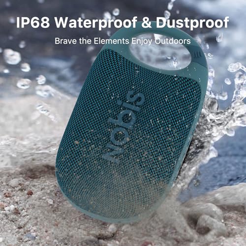 NOBIS Clip Portable Bluetooth Speaker, Up to 24H Playtime, IP68 Waterproof | BT 5.3, HD Sound & Custom EQ Via App, Wireless Stereo Pairing, Built-in Carabiner for Outdoor & Travel - color: Blue