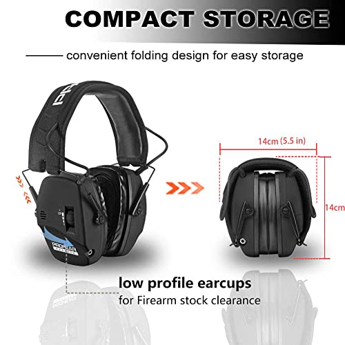 PROHEAR Digital Electronic Shooting Ear Protection Muffs with GEP02 Gel Ear Pads, Hunting 5X Sound Amplification Earmuffs, NRR 23dB Low Profile Hearing Protection for Gun Range - Black - style: Electronic 2.0+gel Ear Pads- Black