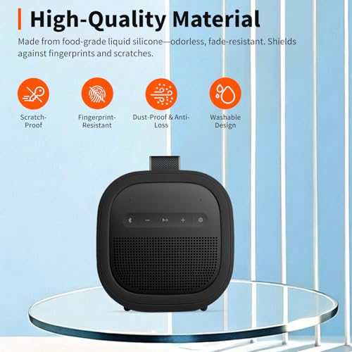 for Bose SoundLink Micro Portable Speaker (2nd Gen) Case-Skin-Friendly Wristband Strap, Full-Body Protective Cover, Waterproof & Scratch Resistant, Shockproof Protective Sleeve (Black)