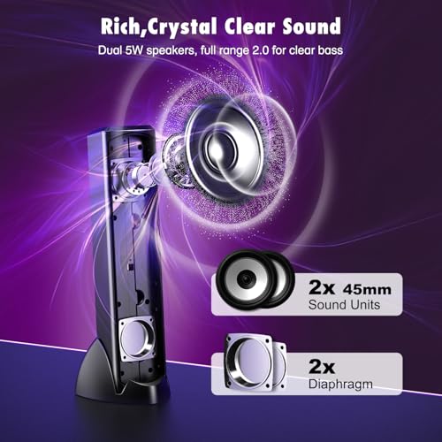 OFFSIR Computer Speakers, RGB PC Speakers, Gaming Speakers with Full Screen LED Breathing Light, 2.0 Channel Stereo Sound Desktop Speakers, USB Powered Speaker for Computer Desktop PC Laptop Monitor