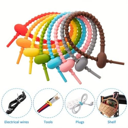 25Pcs 4.7in Silicone Cable Ties, Reusable Adjustable Cord Straps - color: 25pcs- Twist Ties