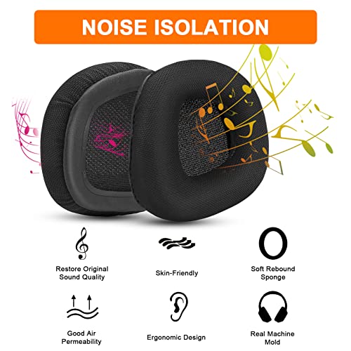 Replacement Ear Pads Cushions for Corsair Void & Corsair Void PRO RGB Wired/Wireless Gaming Headsets with Black Mesh Fabric, Memory Foam - Black - style: Full Mesh