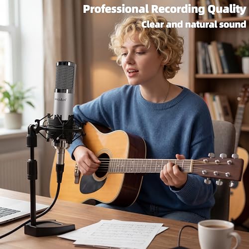XLR Condenser Microphone with Desktop Stand for Vocals and Podcasting | 48V power required. XLR podcast mic for podcasting, singing and streaming. Studio microphone setup reduces vibration. - color: Desktop Stand