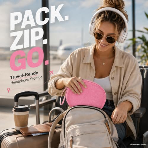Hard Headphone Case for JBL Tune 770NC/510BT/720BT/520BT/670NC | Wave Foam, Elastic Strap, Soft Lining, Mesh Pocket, Carry Handle, Folded Headphone Storage, Pink, Case Only - color: Pink