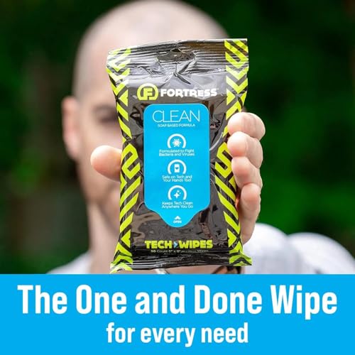 Fortress Electronic Wipes (25 ct.) Screen Cleaner Wipes for Tech | Travel Size, for Phones, Keyboards, TV Monitors, Computer Screens, and More, Skin-Safe Electronic Screen Wipes - style: No Microfiber Cloth