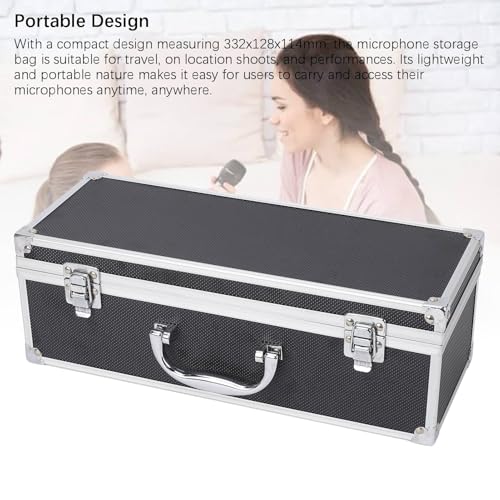 Asixxsix Hard Shell Carrying Case for Wireless Microphone Systems, Portable Equipment Storage Case, Aluminum Alloy Sturdy Build, EVA Foam Interior, IP67 Rain Proof