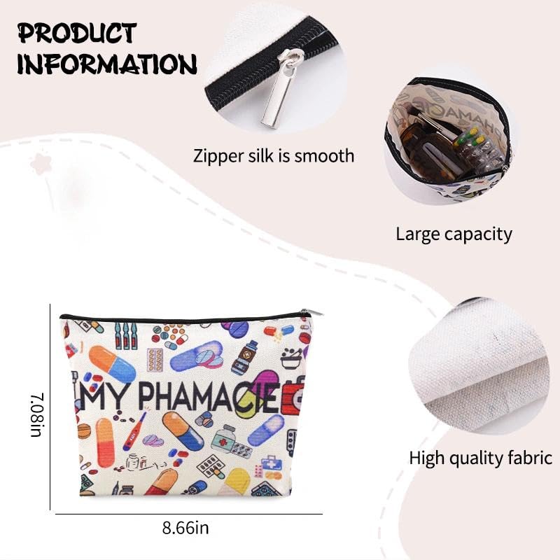 Pharmacy Technician Makeup Bag Pharmacist Graduation Retirement Appreciation Gifts Pharmacy Medication Storage Pharmacist Student Essentials Medical Zip Bag Travel Pharmacie Toiletry Cosmetic Pouch - color: Pharmacy Technician Makeup Bag