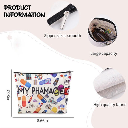 Pharmacy Technician Makeup Bag Pharmacist Graduation Retirement Appreciation Gifts Pharmacy Medication Storage Pharmacist Student Essentials Medical Zip Bag Travel Pharmacie Toiletry Cosmetic Pouch - color: Pharmacy Technician Makeup Bag