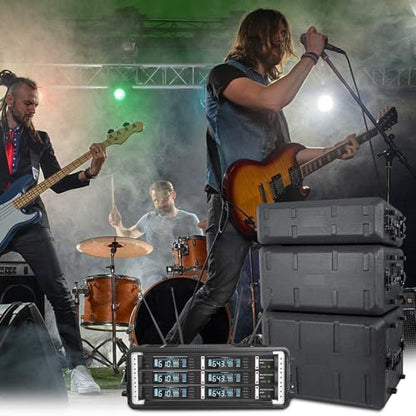 6U Rack Molded Pro-Audio PA DJ Flight Case - 17" Depth, Waterproof, Hard Protective Case with Customized Foam, Wireless Mic Storage - color: Black, size: 6U 17" Deep