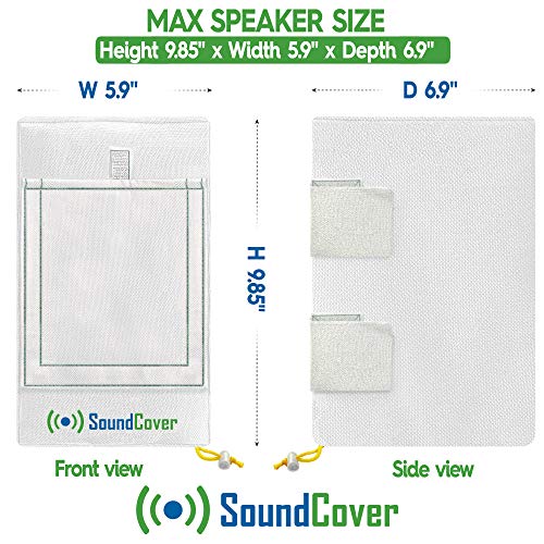 Two White Waterproof 600D Outdoor Speaker Covers for C-Bracket Mounted Speakers – Fits Yamaha NS-AW194, Polk Audio Atrium 4, Herdio 4 (Max Dimensions: H 9.85" x W 5.9" x D 6.9") - size: Small