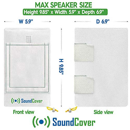 Two White Waterproof 600D Outdoor Speaker Covers for C-Bracket Mounted Speakers – Fits Yamaha NS-AW194, Polk Audio Atrium 4, Herdio 4 (Max Dimensions: H 9.85" x W 5.9" x D 6.9") - size: Small