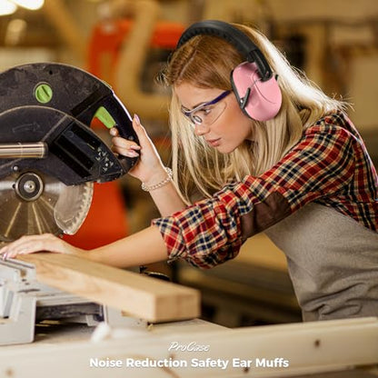 ProCase NRR 28dB Noise Reduction Ear Muffs, Foldable Adjustable Noise Cancelling Headphones - color: 1 - Pink