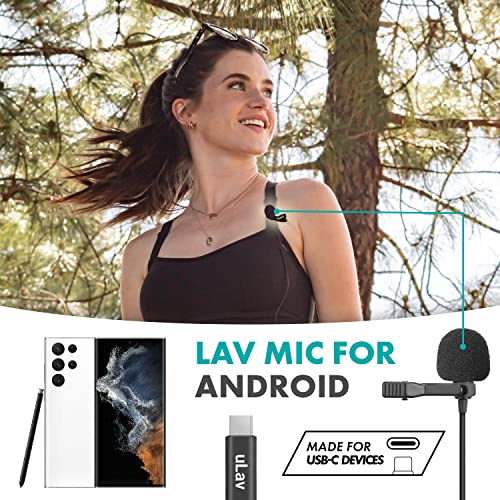 Movo uLav - Wired Omnidirectional USB-C Lavalier Clip On Microphone - External Clip On Mic for Android Smartphone, iPad Pro, USB Type-C Devices - Lapel Microphone for YouTube, Vlogging, Interviews