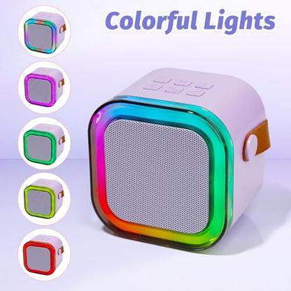 Mini Karaoke Machine for Kids, Portable Karaoke Speaker with 2 Wireless Microphones,Voice Effects,LED Lights, Singing Machine for Girl, Ages 3,4,5,6,7,8,9,10,11,12+ Years Old Birthday Gift(Purple) - color: Purple