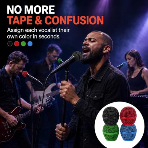 GLEAVI 4pcs Metal Mesh Microphone Grill Head: Mic Head Mesh Replacement Compatible for Shure