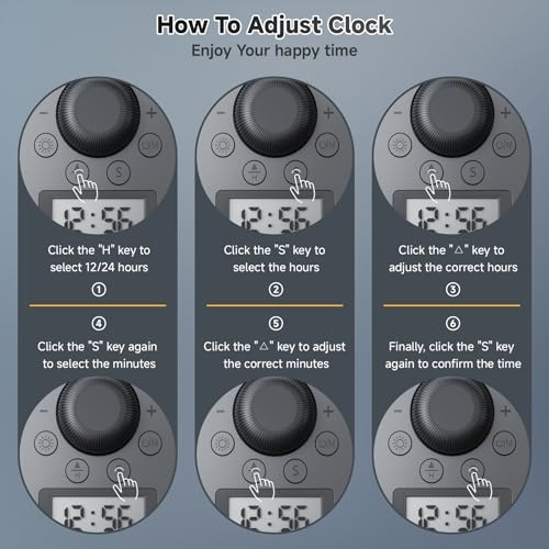 SOULION Bluetooth Computer Speakers USB Plug & Play with Clock & LED | Digital Clock Display, Bottom Mirror Lighting, LED Rainbow Lights & 5 Kinds of Modes, USB/Bluetooth/AUX Mode, Powerful Sound